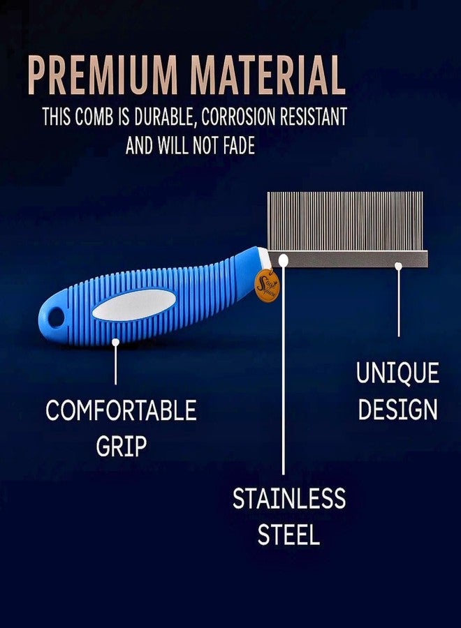 سايج سكوير مشط سيج سكوير ذو المقبض الثقيل أحادي الجانب للكلاب والقطط | مشط قوي بمقبض مطاطي وأسنان من الفولاذ المقاوم للصدأ | يفك التشابك ويزيل البراغيث | أداة متينة للعناية بالحيوانات الأليفة | 21 سم، لون عشوائي - Image 5